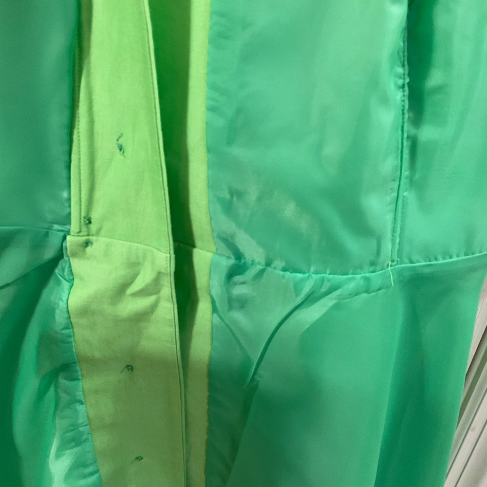 Vintage 90s Sia Bellini Green Ramie Button Front Dress | Mod Retro A-Line 9/10 - Picture 11 of 16